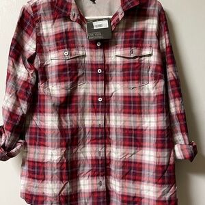 Eddie Bauer women’s Plaid Shirt - Red and White